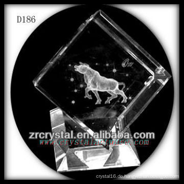 K9 3D-Laser Bull in Crystal Cube